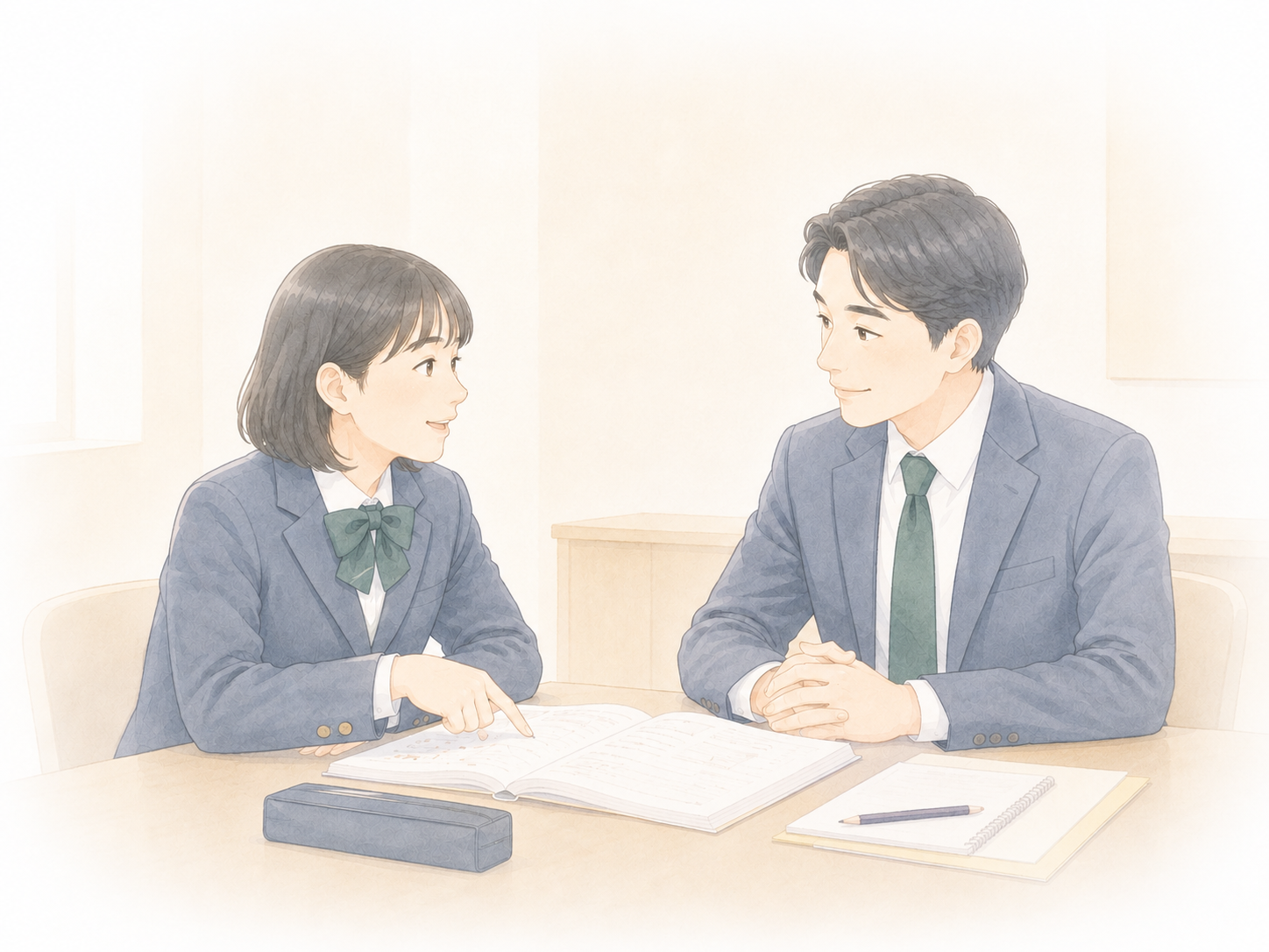 中学生の生徒と向き合う個別指導の様子